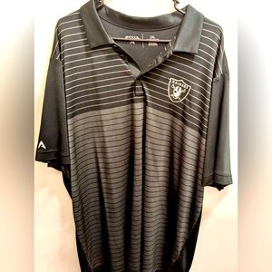 Raiders NFL Black & Silver 3-Button Striped Golf Shirt XXL